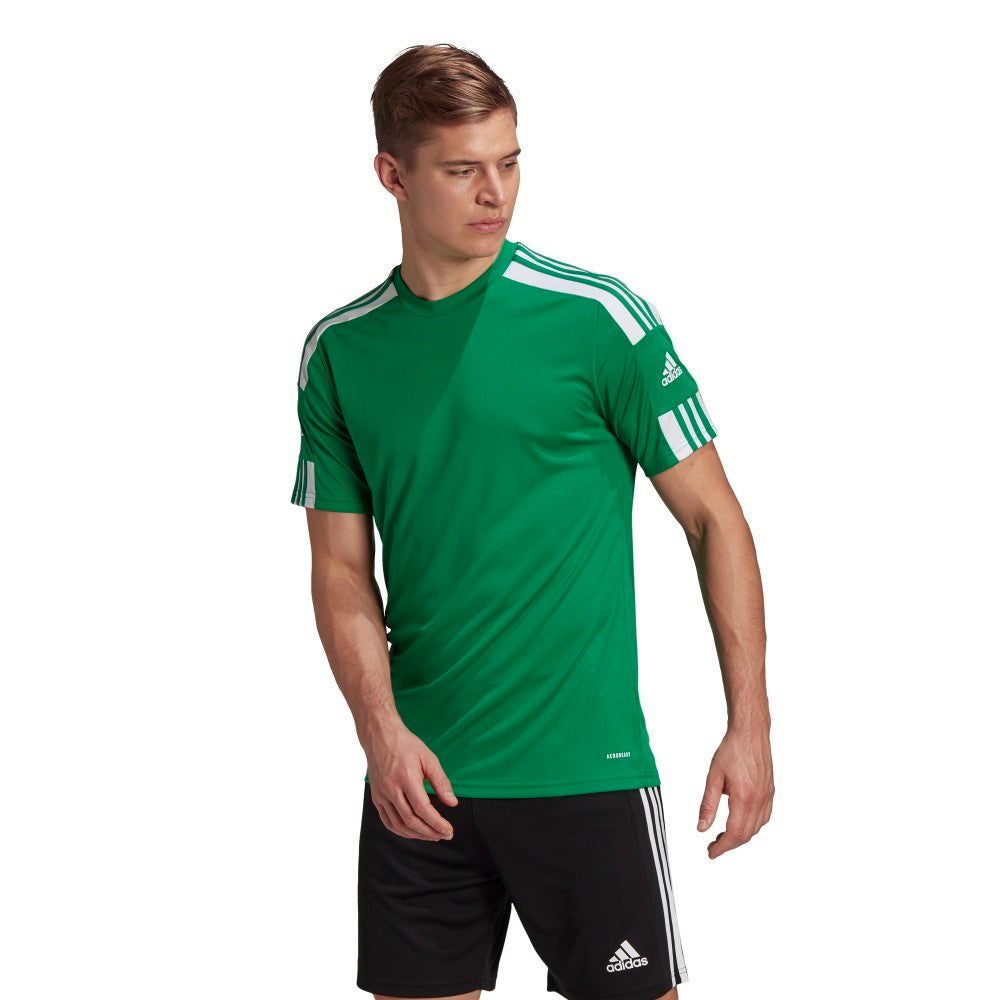 Adidas Adult Squadra 21 Soccer Jersey - Green & White Stripe Athletic Shirt for Men & Women | Perfect for Training, Matches & Fan Wear