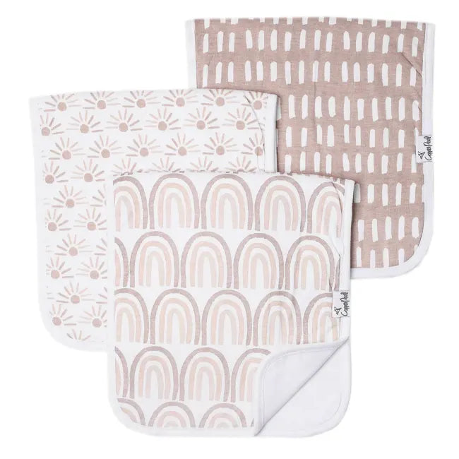 Copper Pearl Burp Cloths - 3 Pack Soft & Absorbent Baby Burp Cloths for Newborns - Bliss Collection - Perfect for Feeding, Spit-Up & Everyday Use