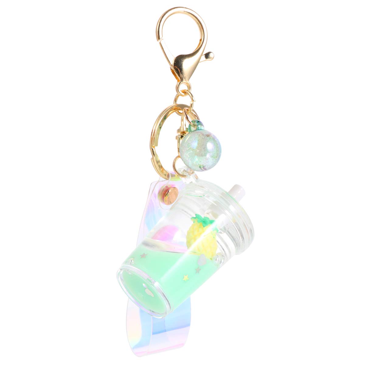 TENDYCOCO Cute Fruit Liquid Quicksand Keychain - Acrylic Key Ring for Bags, Backpacks & Purse Accessories - Fun Squishy Stress Relief Toy for Kids & Teens - Perfect Gift for Friends & Birthday Party Favors