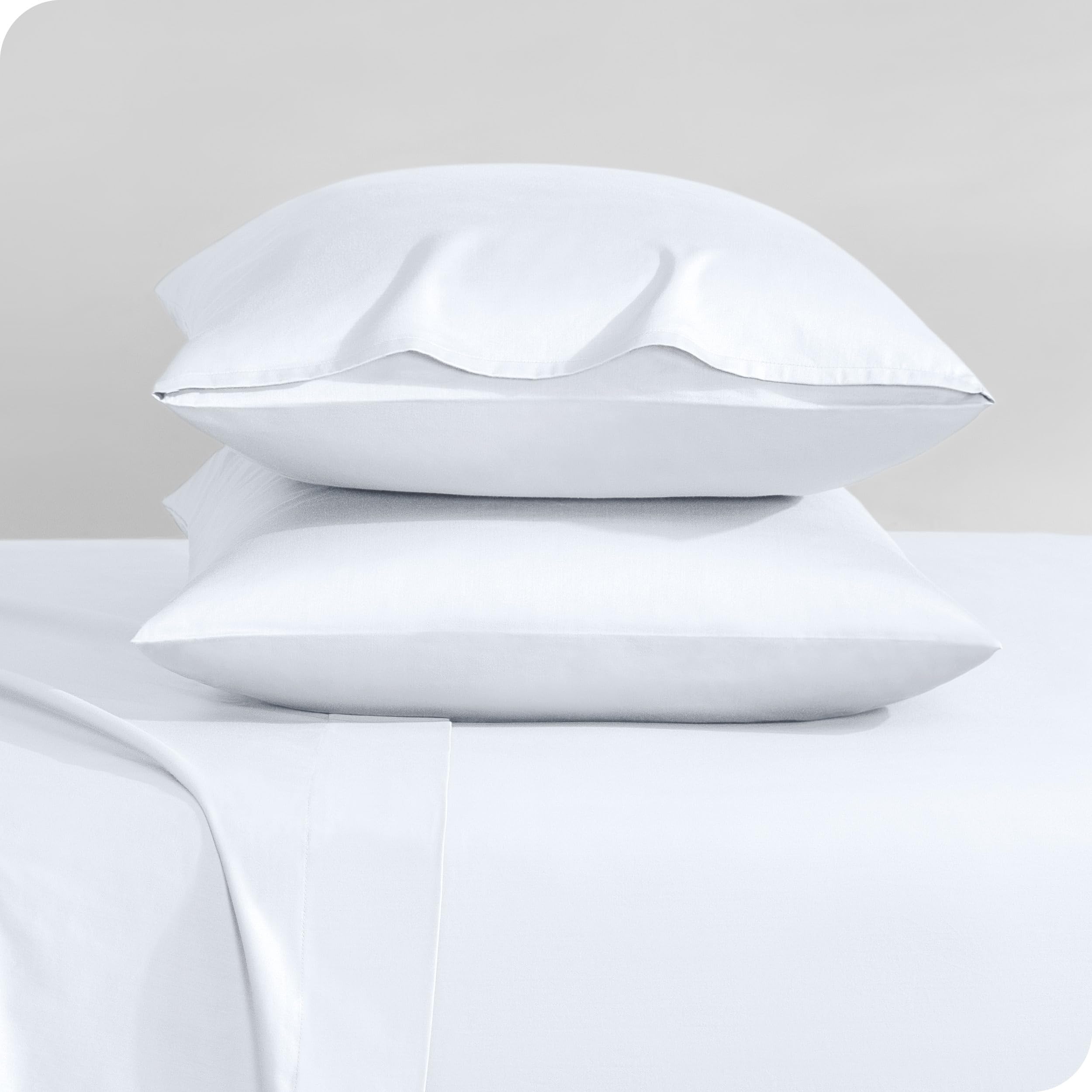 Bare Home 100% Organic Cotton Sateen King Size Pillowcase Set (Set of 2) - Ultra Soft & Breathable - Envelope Closure - White - Perfect for Luxury Bedding, Hotel-Style Comfort & Gift Giving