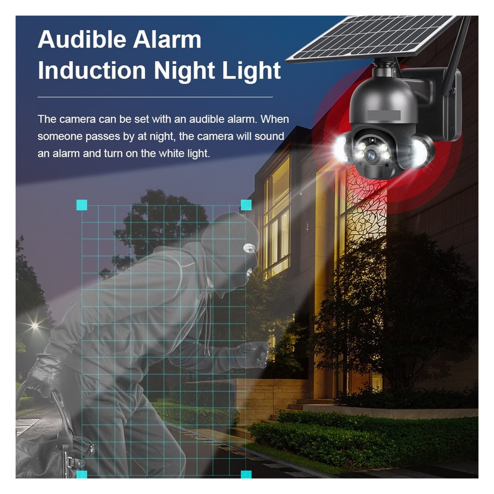 SilteD 4MP Solar Security Camera Outdoor - Wireless WiFi PTZ IP Camera with 6W Solar Panel, 4G SIM Card Slot, Audio & 64GB Storage - Ideal for Home, Yard, and Business Surveillance