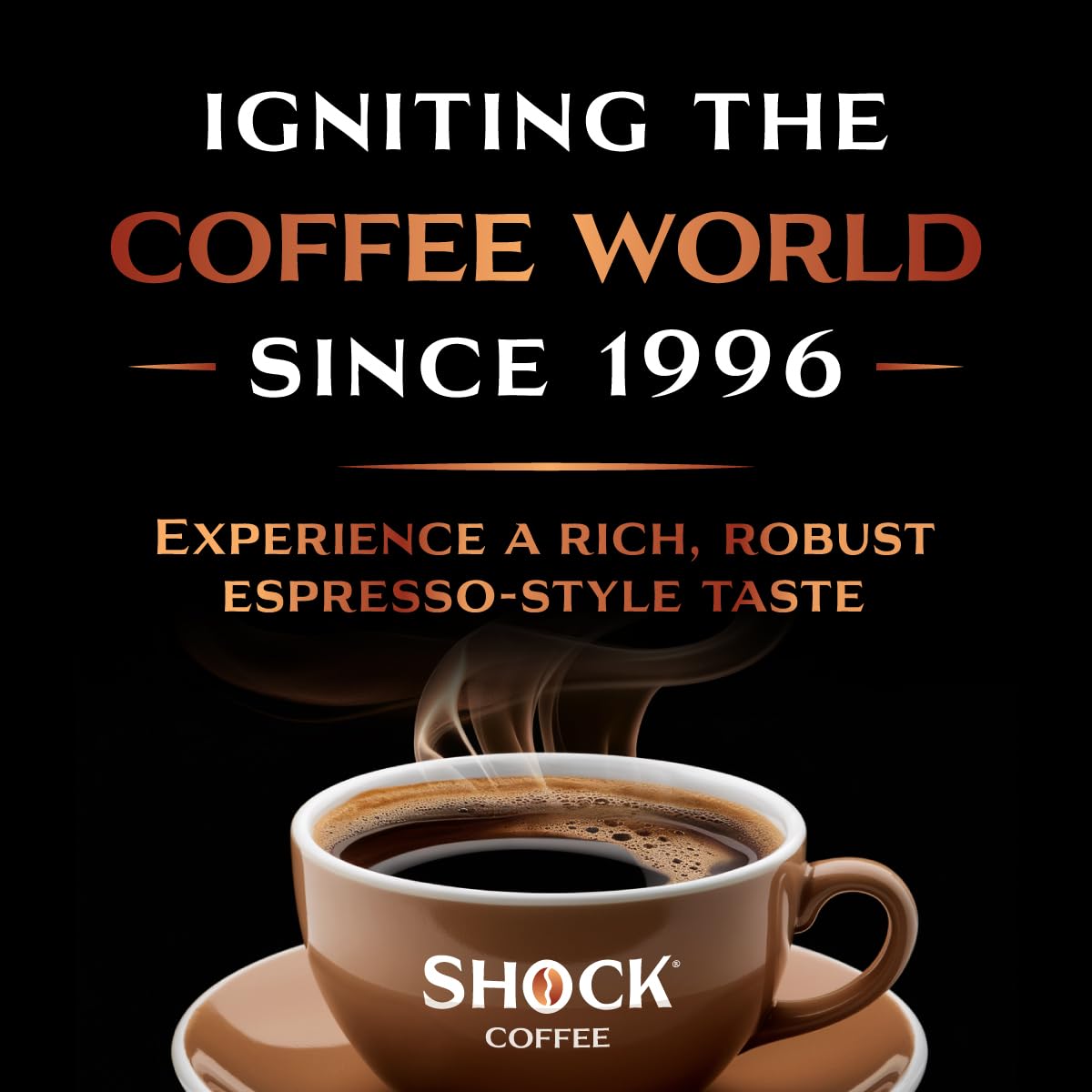 Shock Coffee Espresso 9.5 Single Serve Cups - Extra High Caffeine Strong Coffee Pods | Medium Dark Roast | 30 Count | Perfect for Home & Office Coffee Makers | Boost Energy for Workouts & Long Days