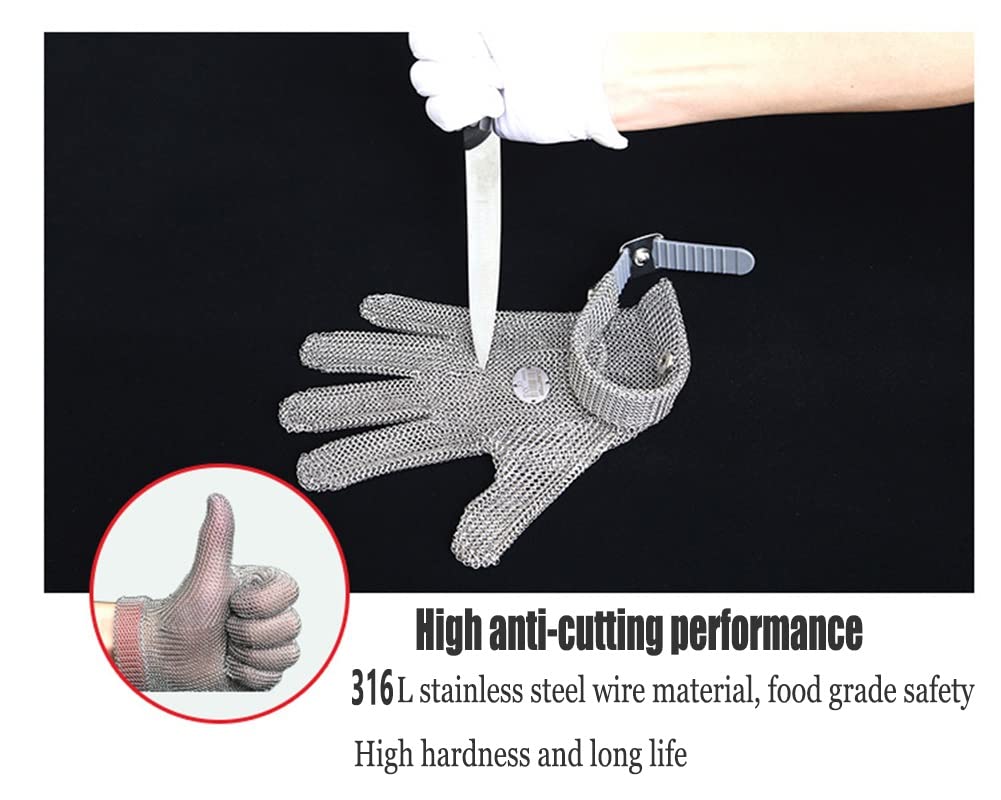 Cut Resistant Stainless Steel Gloves for Gardening, Wood Carving & Glass Cutting - Safety Work Gloves with Chainmail Protection (2PCS, XL) - Ideal for DIY Projects, Construction & Food Handling