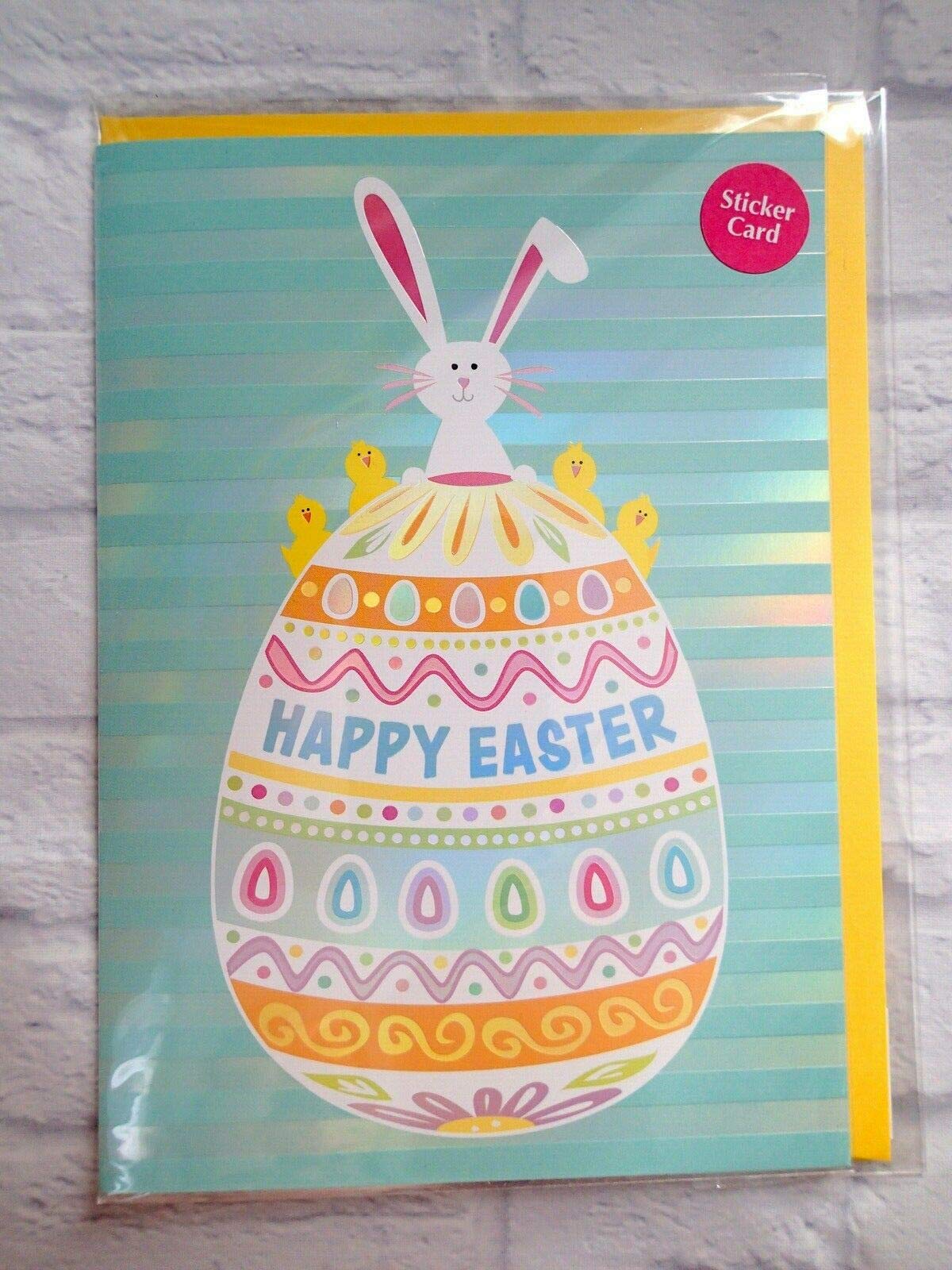 Easter Bunny Egg Stickers - Fun American Greeting Cards for Easter Celebrations, DIY Crafts, and Party Decorations