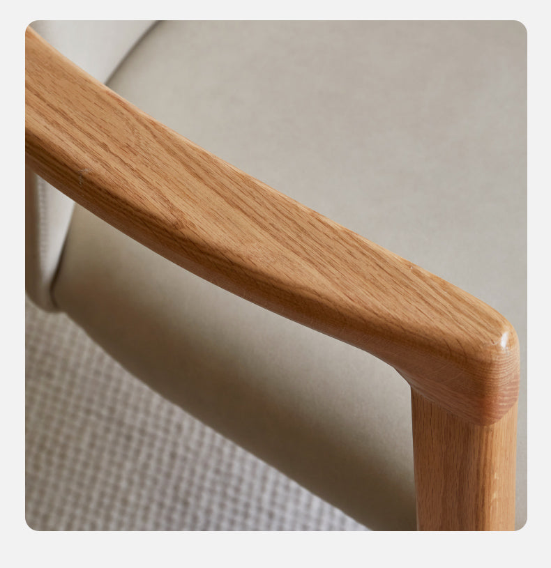 Premium Solid Oak & Ash Wood Chair with Organic Leather Upholstery - Ergonomic Office & Living Room Furniture for Home & Workspace