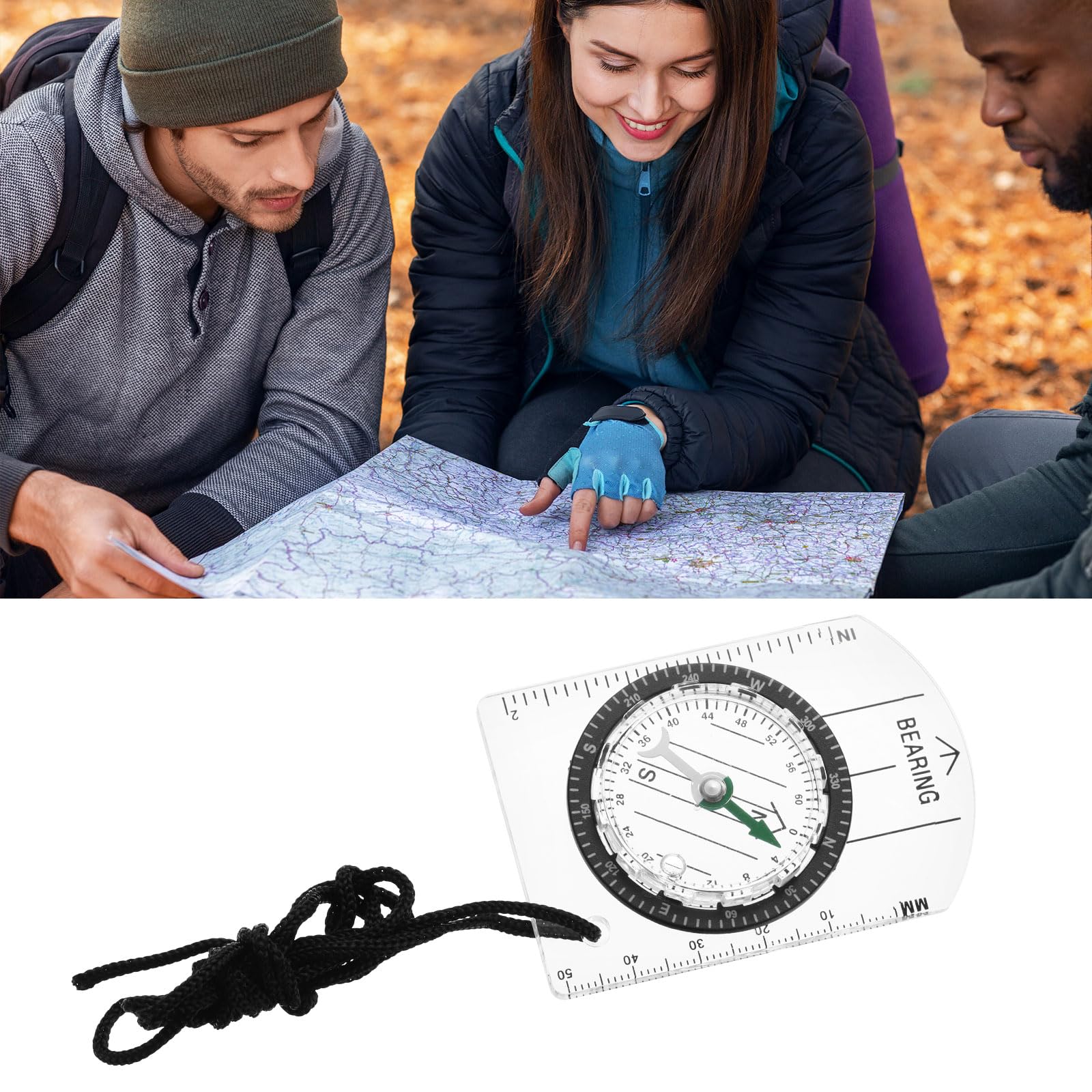 PATIKIL Orienteering Compass - Professional Hiking & Backpacking Compass with Declination Scale for Outdoor Navigation | Perfect for Camping, Survival, and Adventure Travel | Durable & Accurate Map Compass (White)