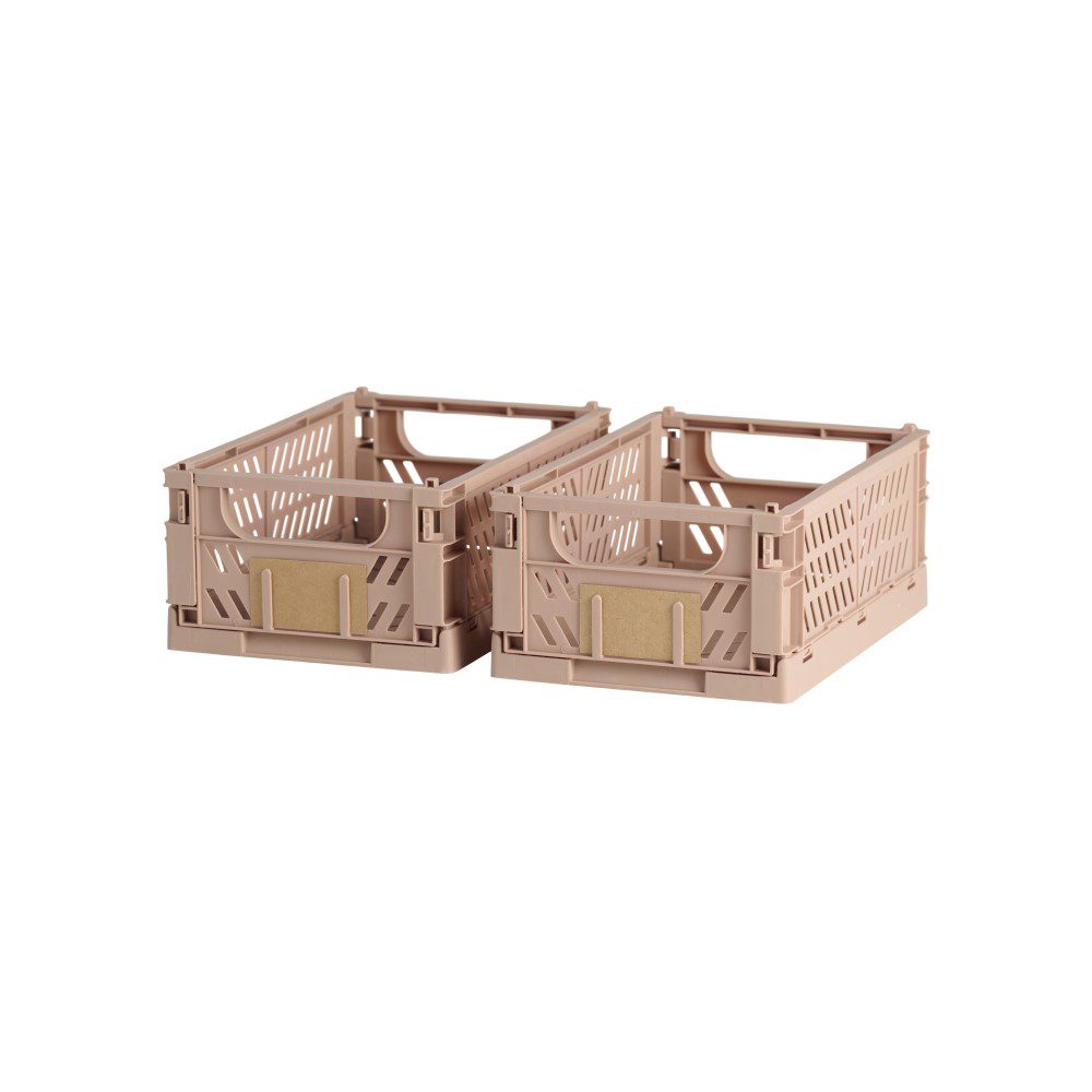 DESIGNSTUFF Slant Collapsible Storage Crate Set of 2 - Small 25x16cm, Tuscany Design - Perfect for Home Organization, Pantry Storage & Laundry Room