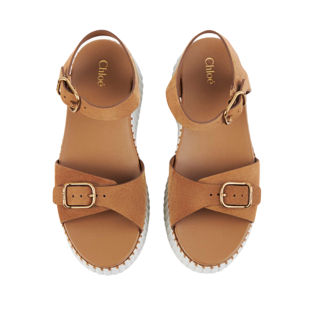 Brown Nama Suede Platform Sandals for Women - Comfortable Summer Slide Shoes with Cushioned Footbed | Perfect for Beach, Vacation & Casual Outfits