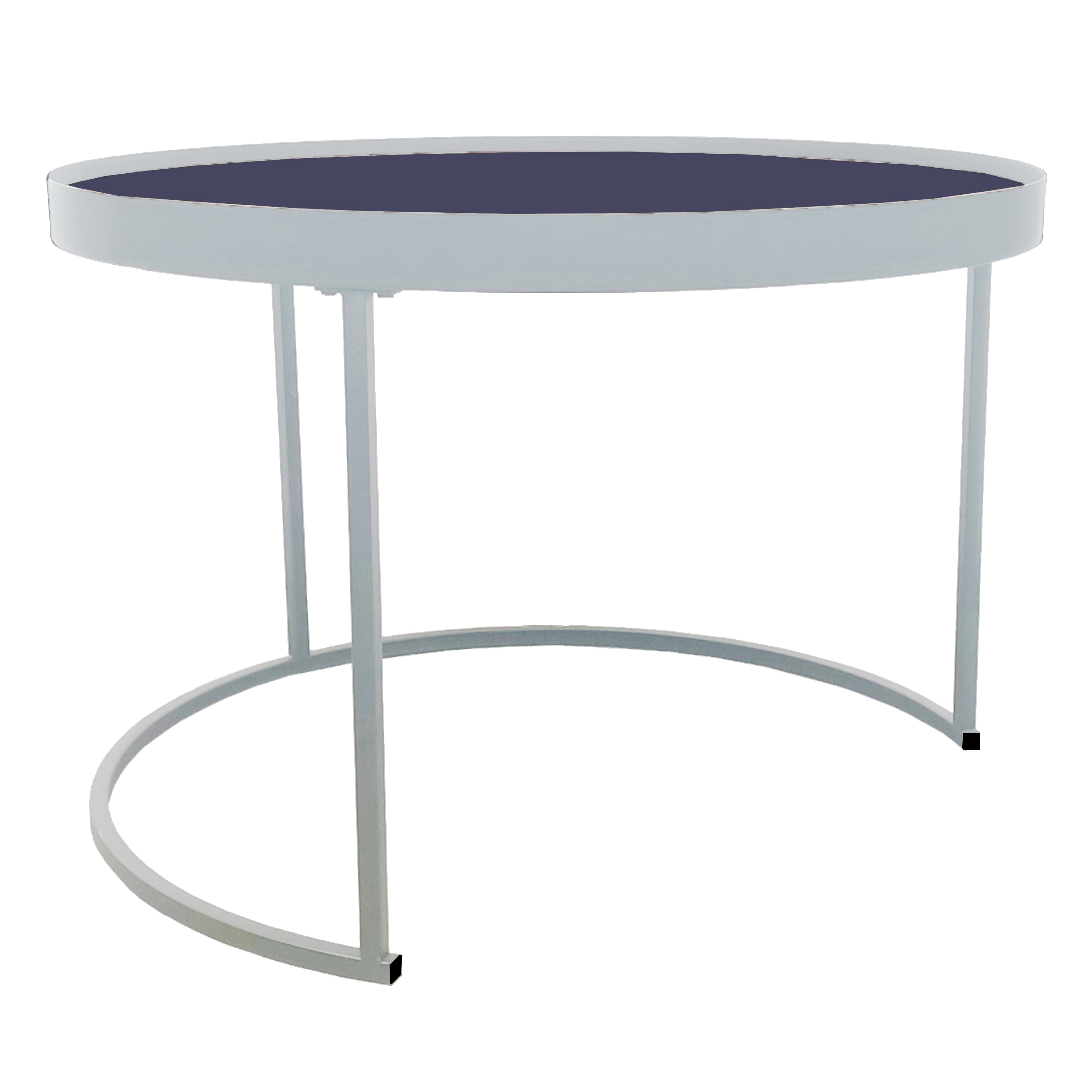 Urban Style Nested Coffee Table Set - Blue & White Modern Nesting Tables for Living Room, Small Space Furniture, Home Decor