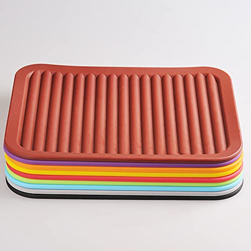 Non-Slip Silicone Trivets & Hot Pads Set of 2 - Heat Resistant Kitchen Mats for Pots, Pans & Dishes - Countertop & Table Protectors with Spoon Rest - Wine Red Drying Mats for Cooking, Baking & Serving