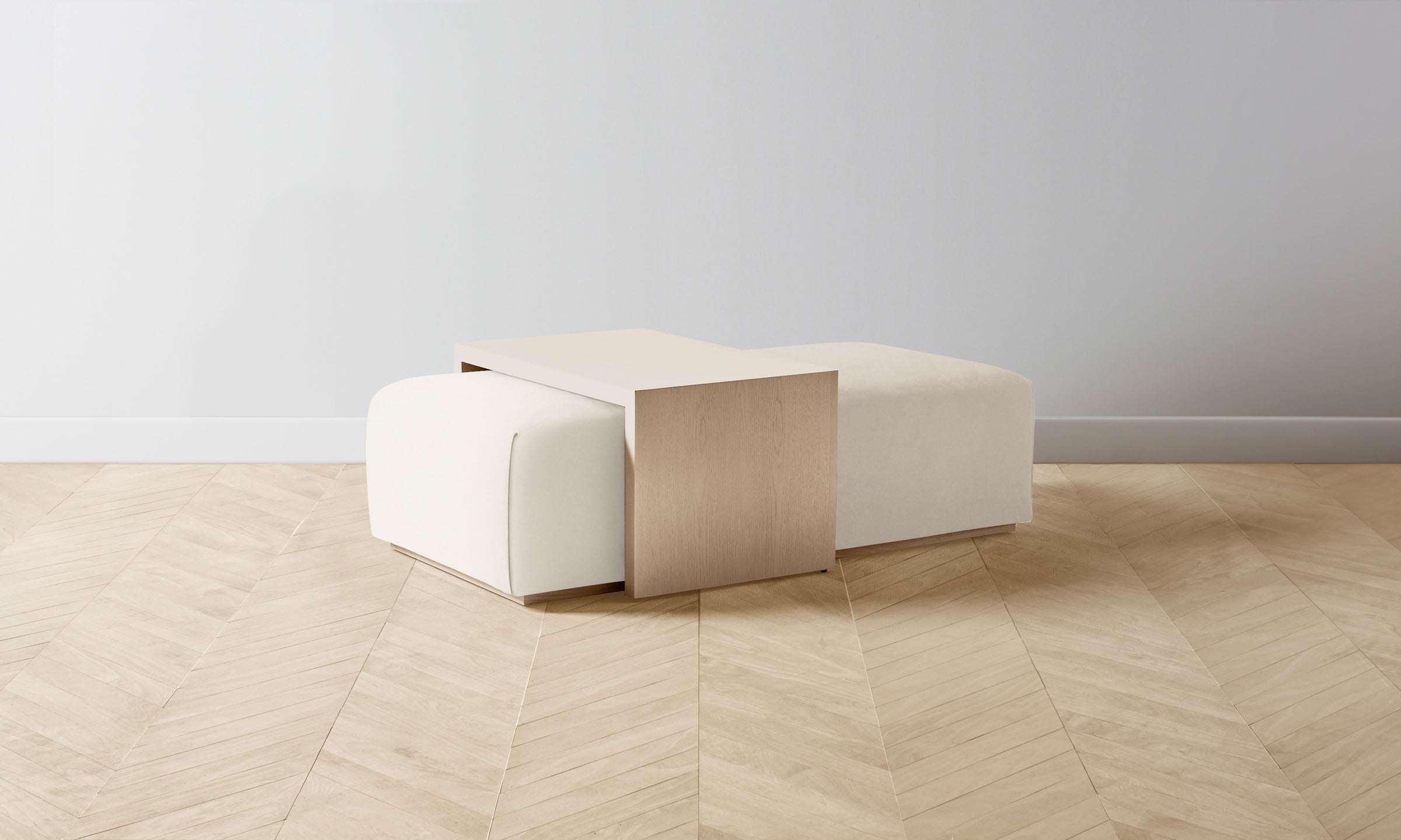 The Bowery Ottoman - Italian Brushed Wool Vanilla Upholstered Storage Bench | Perfect for Living Room, Bedroom & Entryway Seating