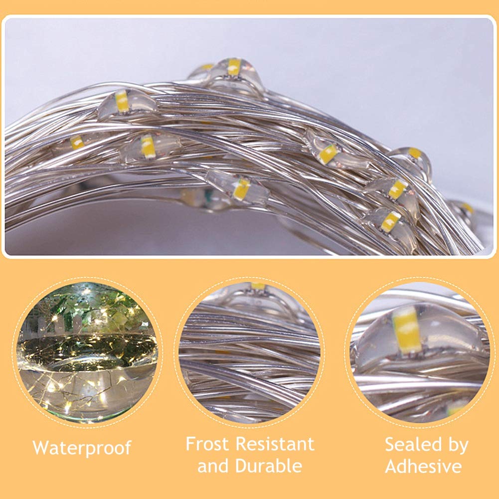 Twinkle Star 100 LED Silver Wire Fairy Lights - 33ft Battery Operated Indoor/Outdoor String Lights for Christmas Tree, Wedding, Party, Wreath & Home Decor - Waterproof Blue Fairy Lights (1 Pack) - Perfect for Bedroom, Garden, Patio & Holiday Decorations