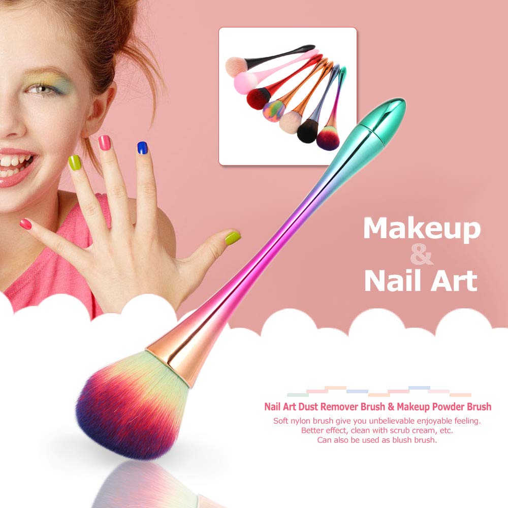 Professional Aluminum Handle Nail Art Dust Remover Brush - Soft Bristles for Acrylic, UV Gel & Powder Cleaning - Perfect for Salon & Home Manicure (Pink)