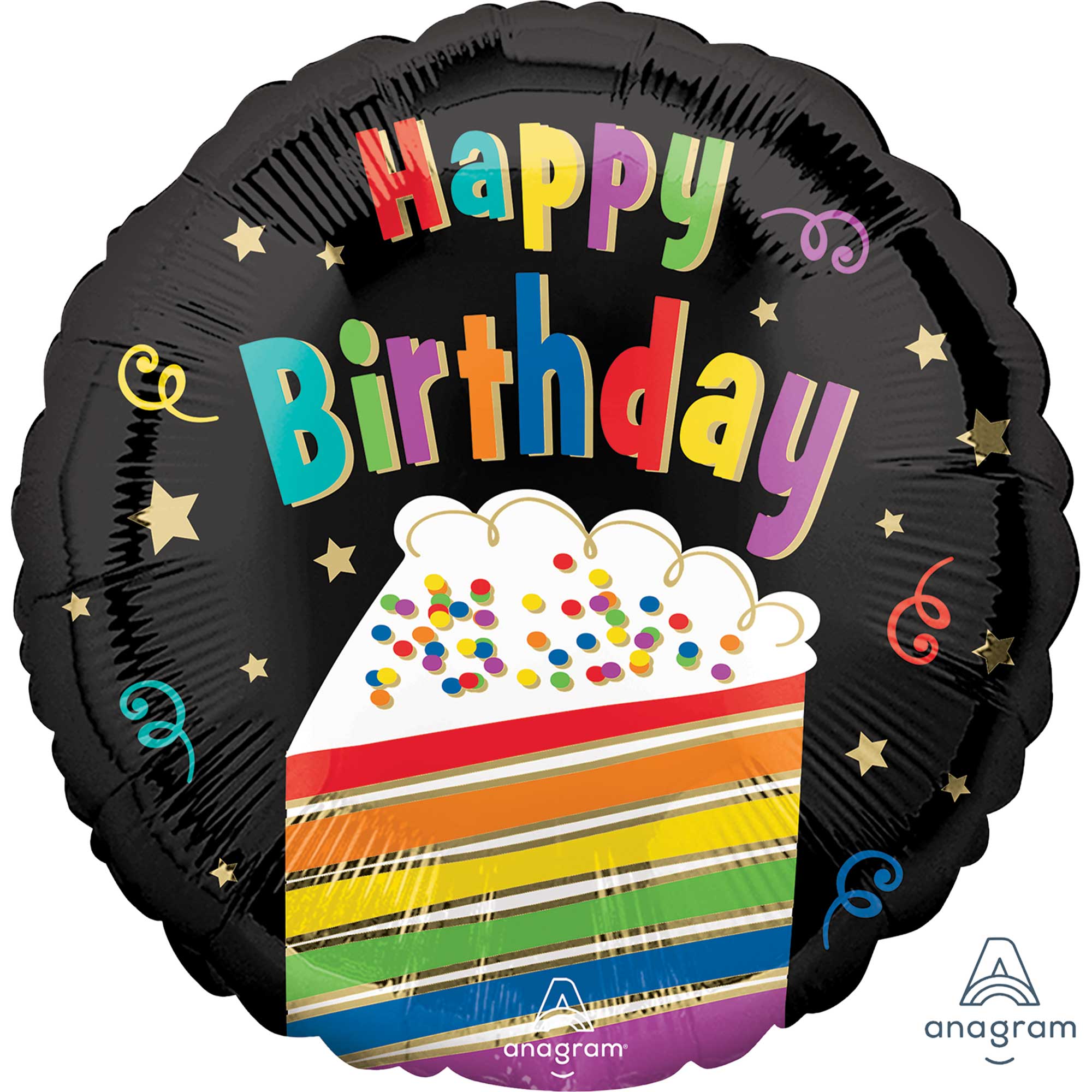 45cm Standard HX Happy Birthday Rainbow Cake Balloon - Colorful Party Decoration for Birthdays, Baby Showers & Celebrations