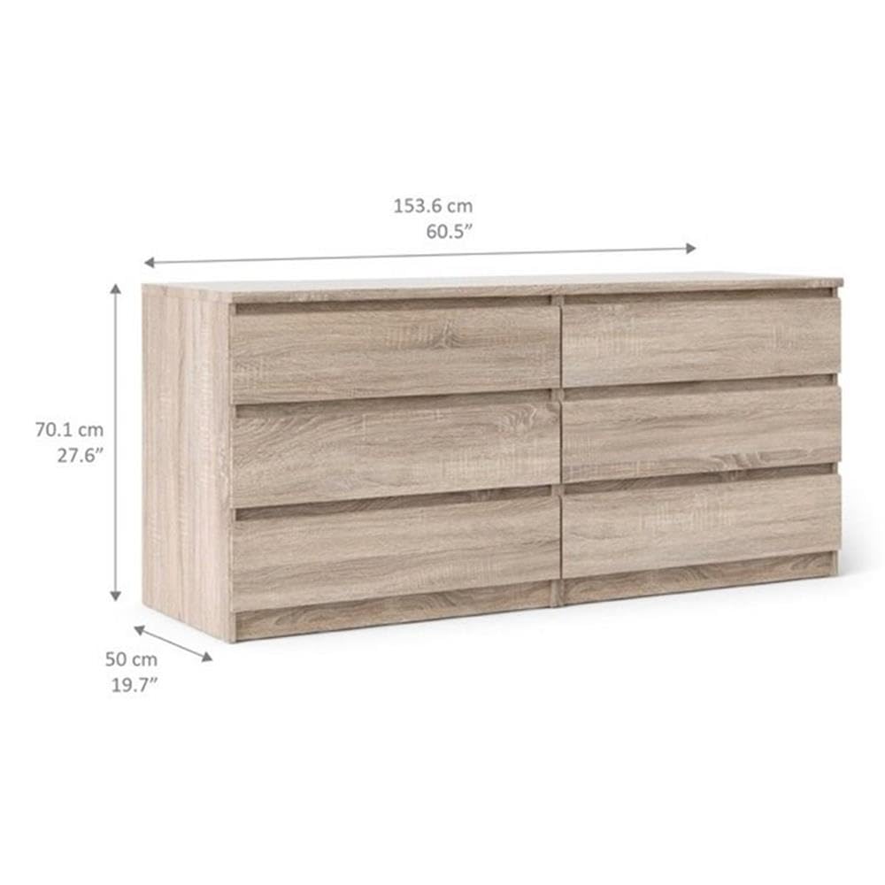 Scandinavian 2-Piece Bedroom Furniture Set with 6-Drawer Dresser & Nightstands - Truffle Gray, Handle-Free Design, Smooth Metal Glides for Modern Home Decor | Perfect for Small Spaces & Minimalist Bedrooms