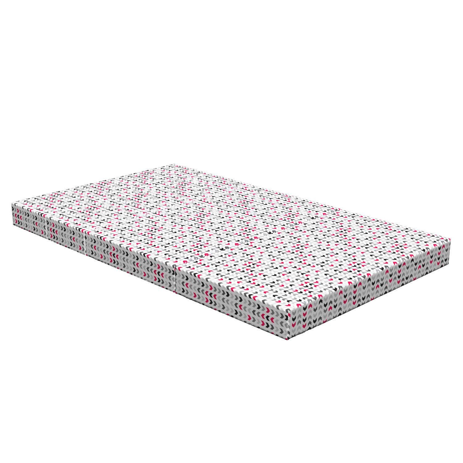 Ambesonne Geometric Foldable Mattress - Red Zig Zag Chevron Pattern, 78.7