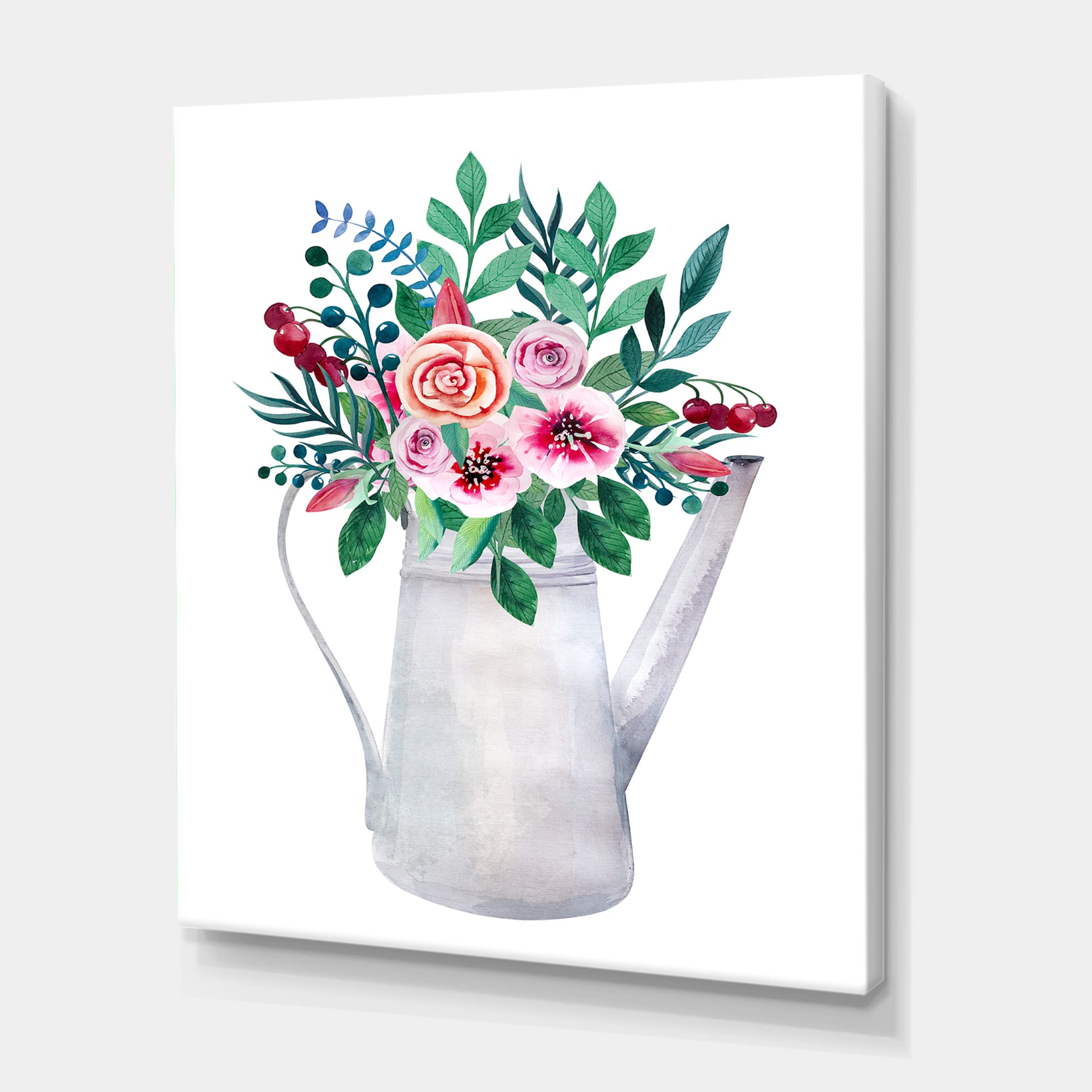 Rustic Flowering Pot with Bouquets of Flowers - Traditional Canvas Wall Art for Home Decor, Living Room, Bedroom & Office
