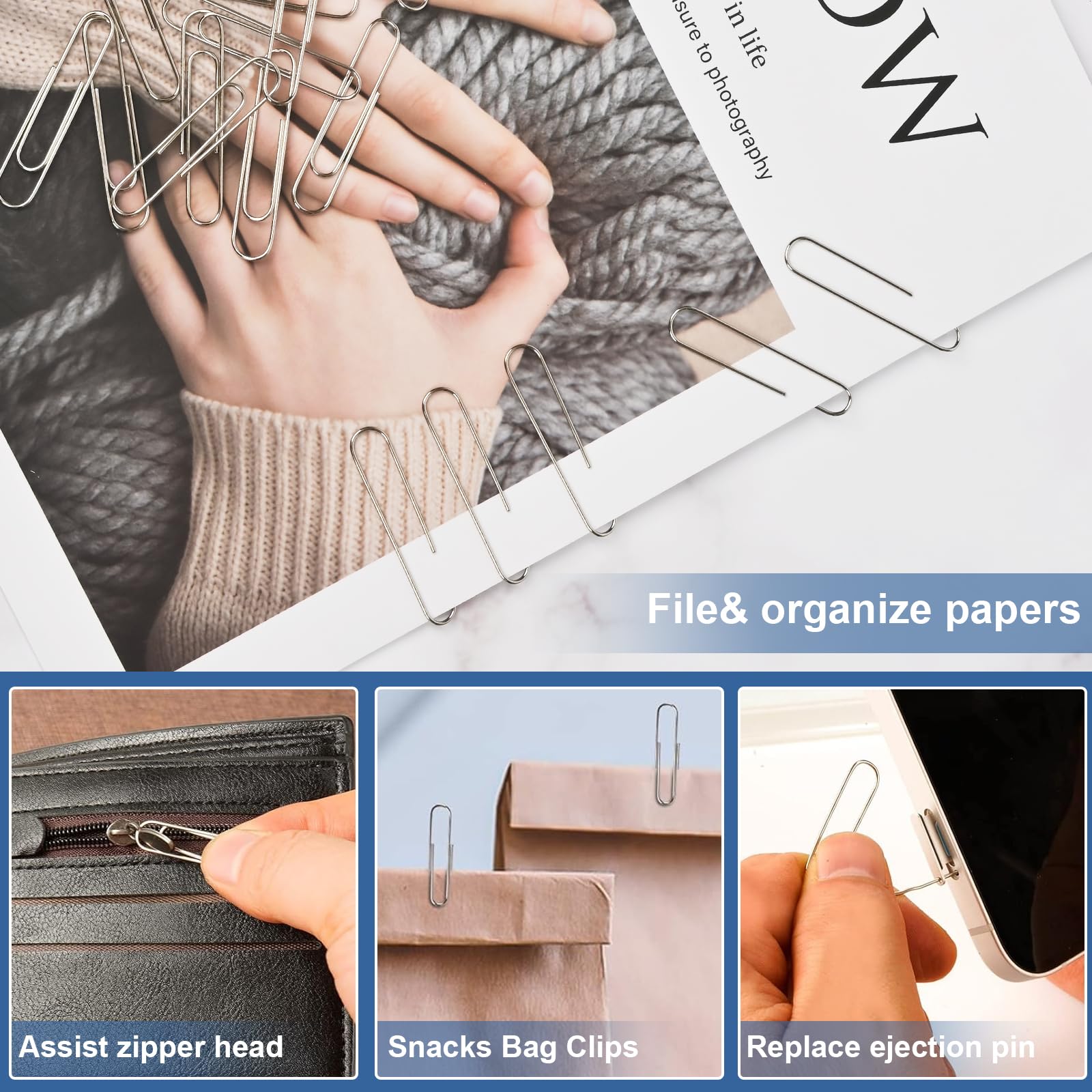 Jumbo Paper Clips 320 Pcs - Large & Extra Large Paper Clips for Office, School, Home - Heavy Duty Paperwork Supplies for Organizing Documents, Files, and Bills