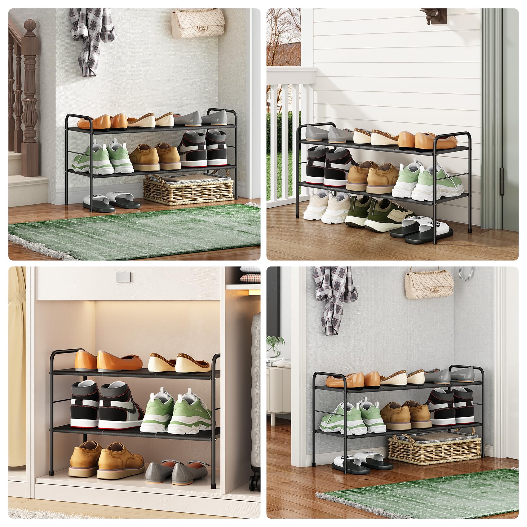 Expandable 2-Tier Metal Shoe Rack for Small Spaces - Adjustable Closet Door Shoe Organizer for Entryway, Garage & Hallway - Easy to Clean & Prevent Soil Detachment | Perfect for Apartment Living & Space-Saving Storage