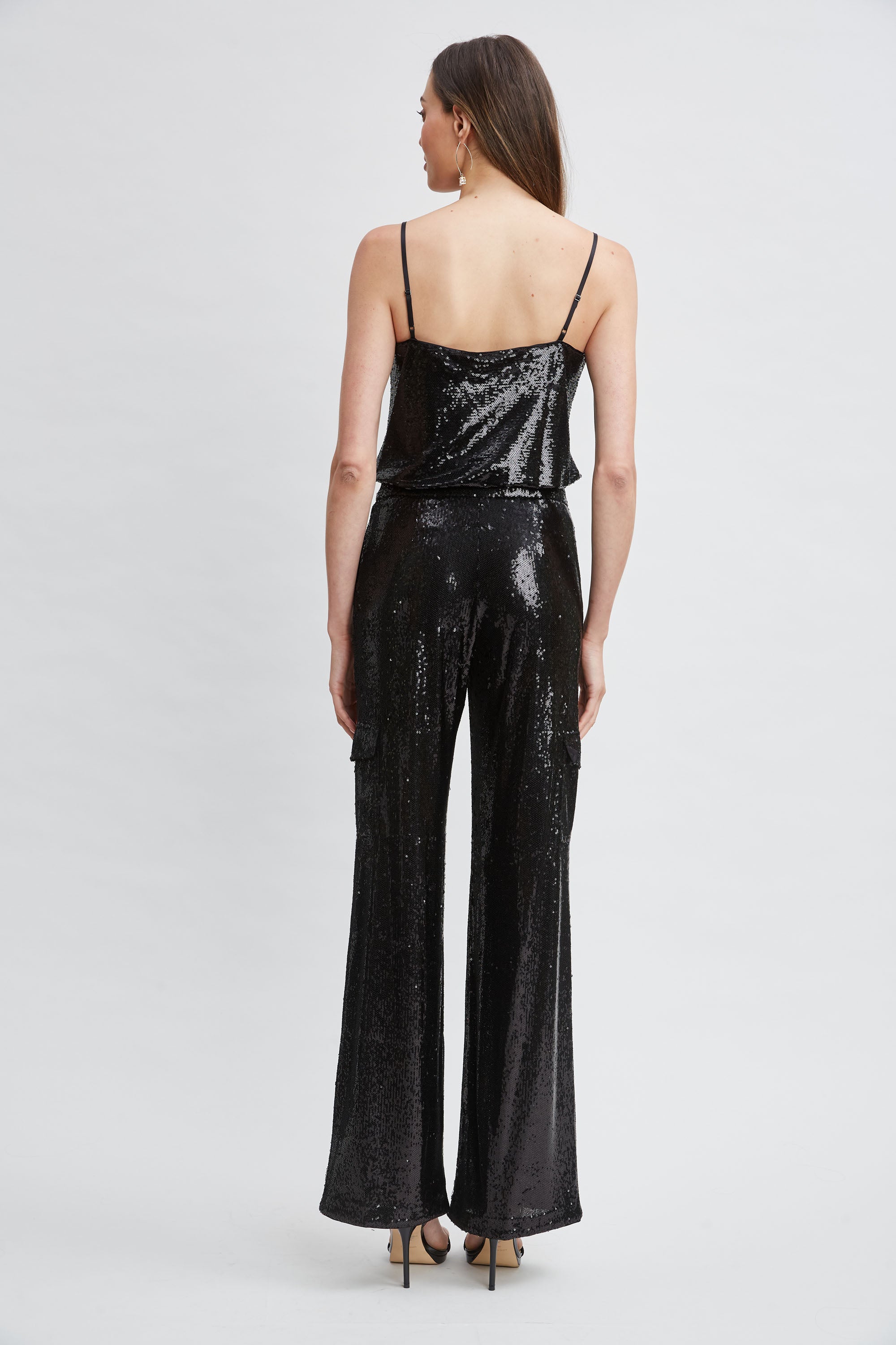 Sparkly Pave Sequin Camisole Top for Women - Elegant & Shiny Party Wear for Night Out, Club, Wedding & Special Occasions