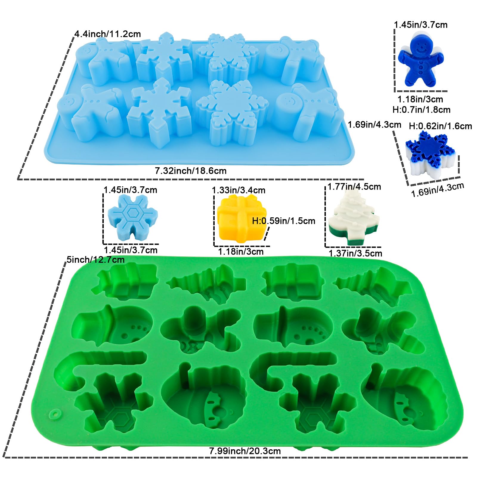 Christmas Silicone Baking Molds Set - Tree & Santa Chocolate Candy Molds for DIY Holiday Treats, Soap, Candle Making | Xmas Party Decorations (Red, Green, Blue) | Perfect for Christmas Baking, Gift Making & Festive Home Decor
