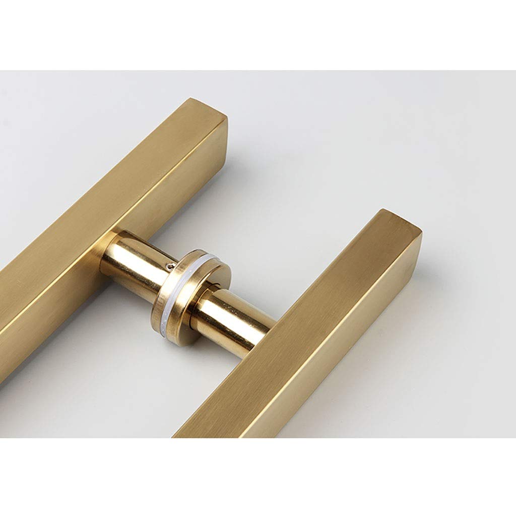 Stainless Steel & Titanium Gold Square Tube Glass Door Handles - Back to Back Installation for Wooden & Push-Pull Doors (1200×900mm) - Perfect for Modern Offices, Retail Stores & Home Entrances