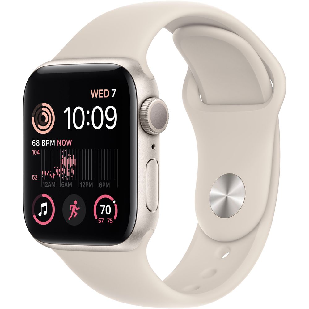 Apple Watch SE 2 (40mm) Starlight Aluminum Case with Starlight Sport Band - MNT33LL/A | GPS Smartwatch for Fitness Tracking, Heart Rate Monitoring & Notifications | Perfect for Running, Swimming & Daily Wear
