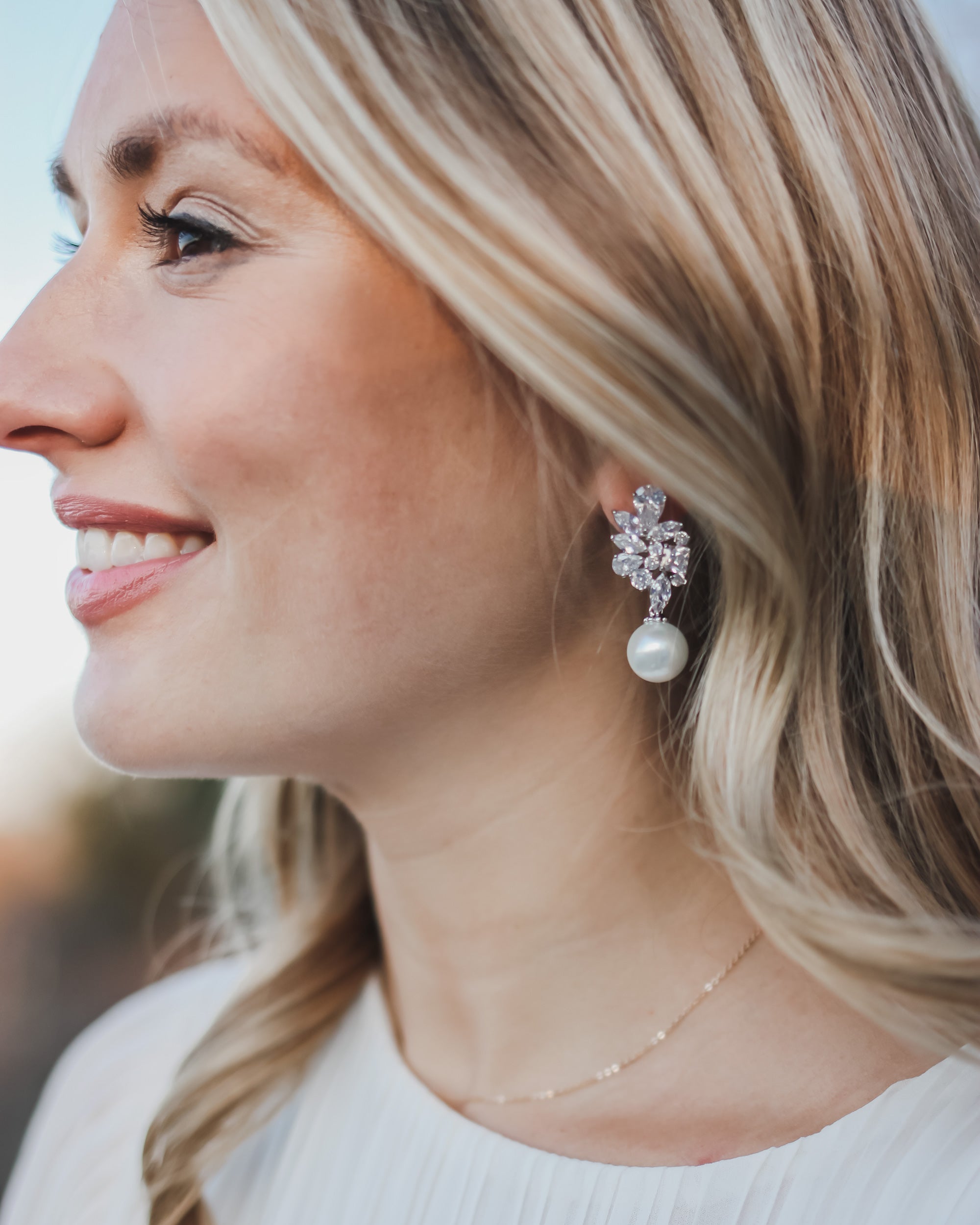 Serenity Pearl & Cubic Zirconia Earrings for Women - Elegant Dangle Drop Earrings for Wedding, Party & Special Occasions