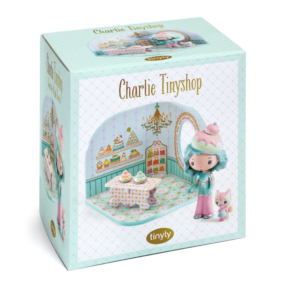 DJECO Tinyly Charlie Tiny Shop - Miniature Pretend Play Store for Kids - Perfect for Imaginative Play & Role-Playing Games at Home