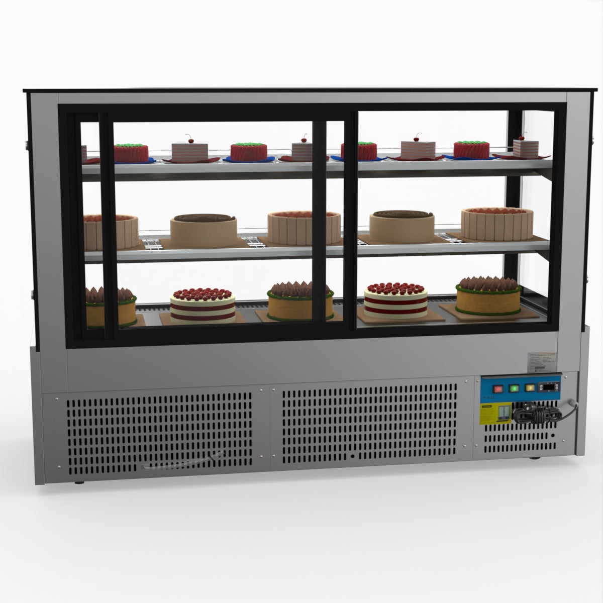 Bonvue SG180FA Commercial Refrigerated Display Case - Dual Glass Door Merchandiser for Deli, Bakery & Grocery - Perfect for Supermarkets, Convenience Stores & Cafes