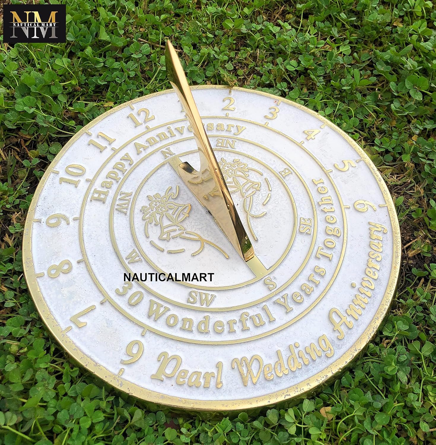 30th Pearl Wedding Anniversary Sundial Gift - Unique Present for Couples, Him or Her - Celebrate 30 Years of Marriage - Perfect for Beach Weddings, Romantic Getaways & Anniversary Parties