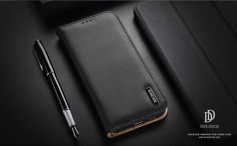 DuxDucis Galaxy S24 Genuine Leather Wallet Case - Premium Protective Cover with Card Slots for Samsung Galaxy S24 - Perfect for Business, Travel & Everyday Use