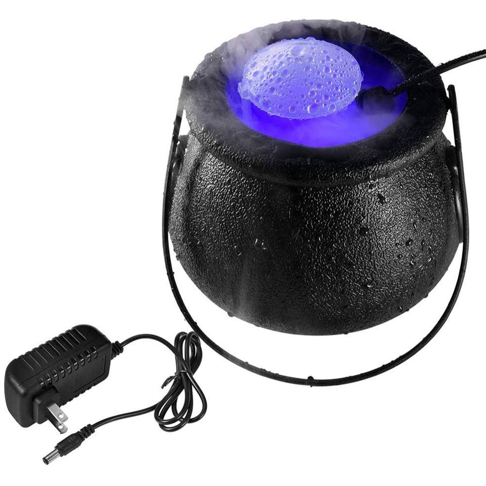Coherny Halloween Witch Cauldron Fog Maker with 12 LED Lights - Indoor/Outdoor Party Mist Machine & Water Fountain for Spooky Decorations (Black) | Perfect for Halloween Parties, Haunted Houses, and Themed Events