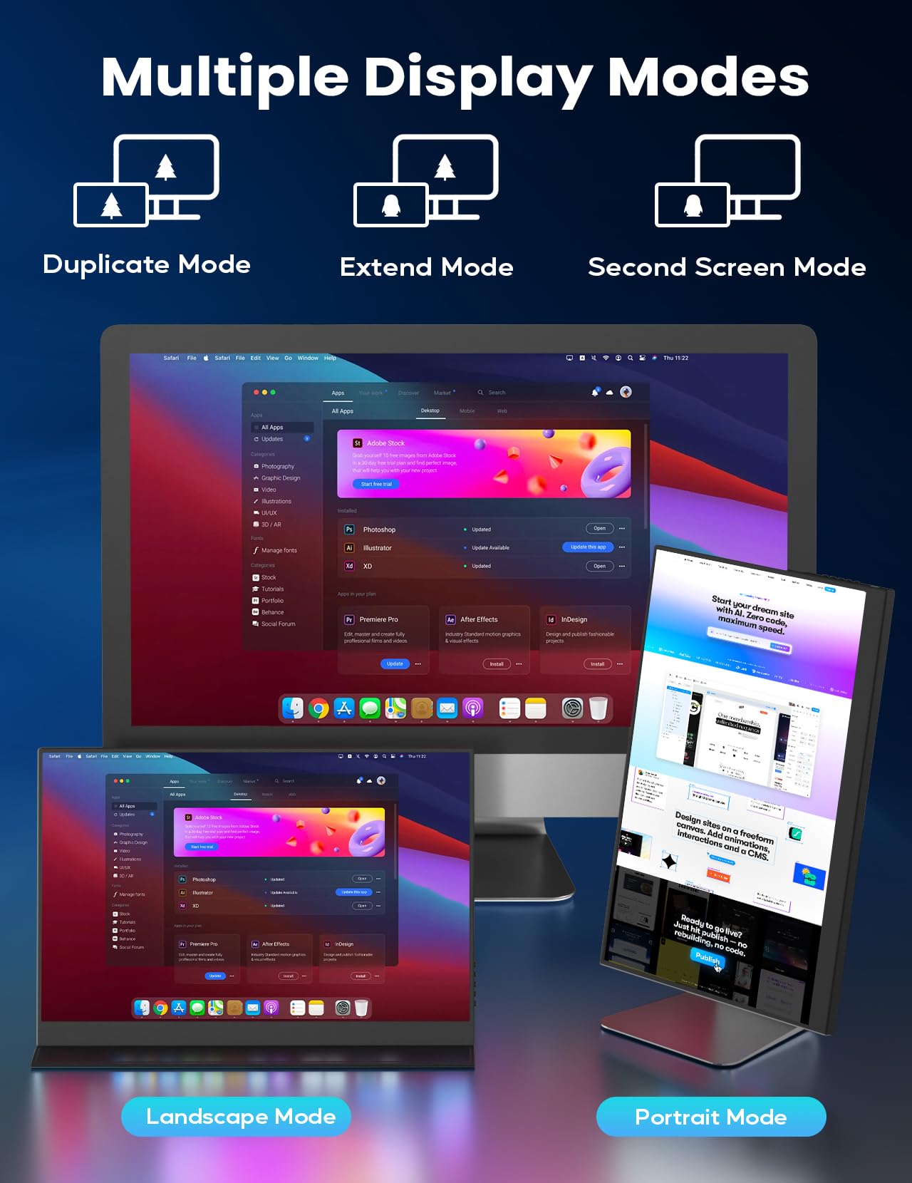 14inch Portable FHD Monitor 1920x1200P with USB-C & HDMI - Dual Speakers, HDR, Plug & Play - External Screen for Laptop, Mac, PC, Phone, Xbox, PS5, Switch - Perfect for Travel, Gaming & Remote Work