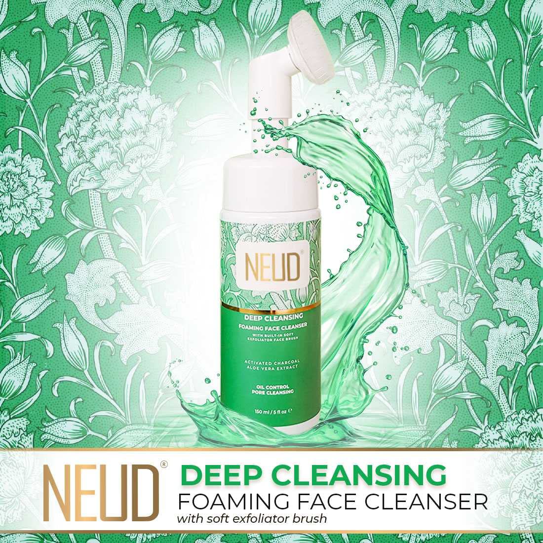 NEUD Foaming Face Cleanser 150ml - Deep Cleansing Facial Wash for Acne & Oily Skin | Gentle Daily Cleanser for Men & Women | Perfect for Morning & Night Skincare Routine
