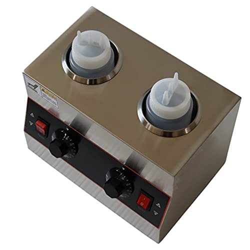 TECHTONGDA 110V Electric Food Warmer & Cheese Dispenser - 2 Squeeze Bottle Sauce Heater for Hot Fudge, Caramel, Jam - Perfect for Restaurants, Cafes & Home Kitchens