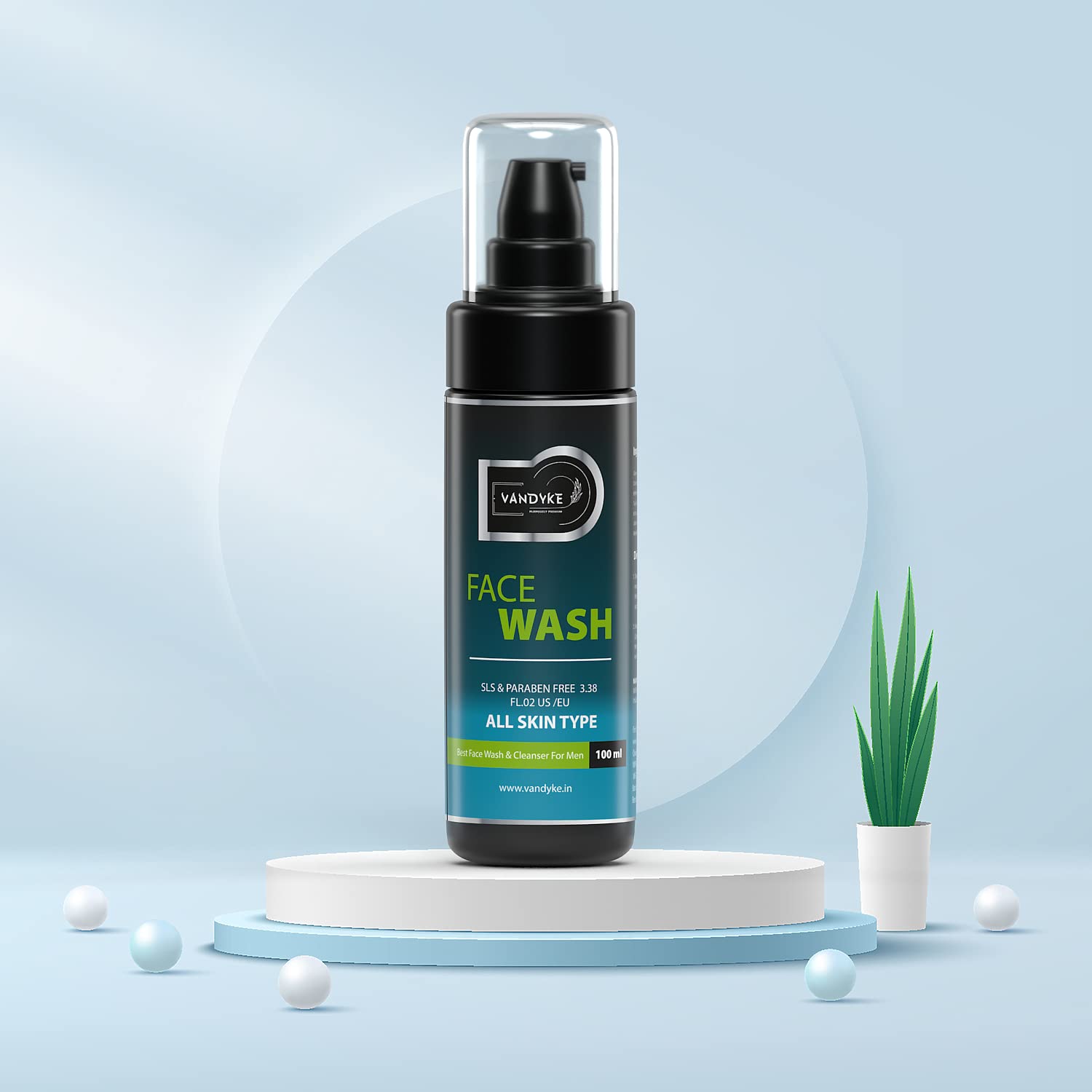 Vandyke Ocean Gel Face Wash for Men - Sulfate & Paraben Free, 100ml | Hydrating & Refreshing Cleanser for Oily & Sensitive Skin | Perfect for Daily Skincare Routine & Travel