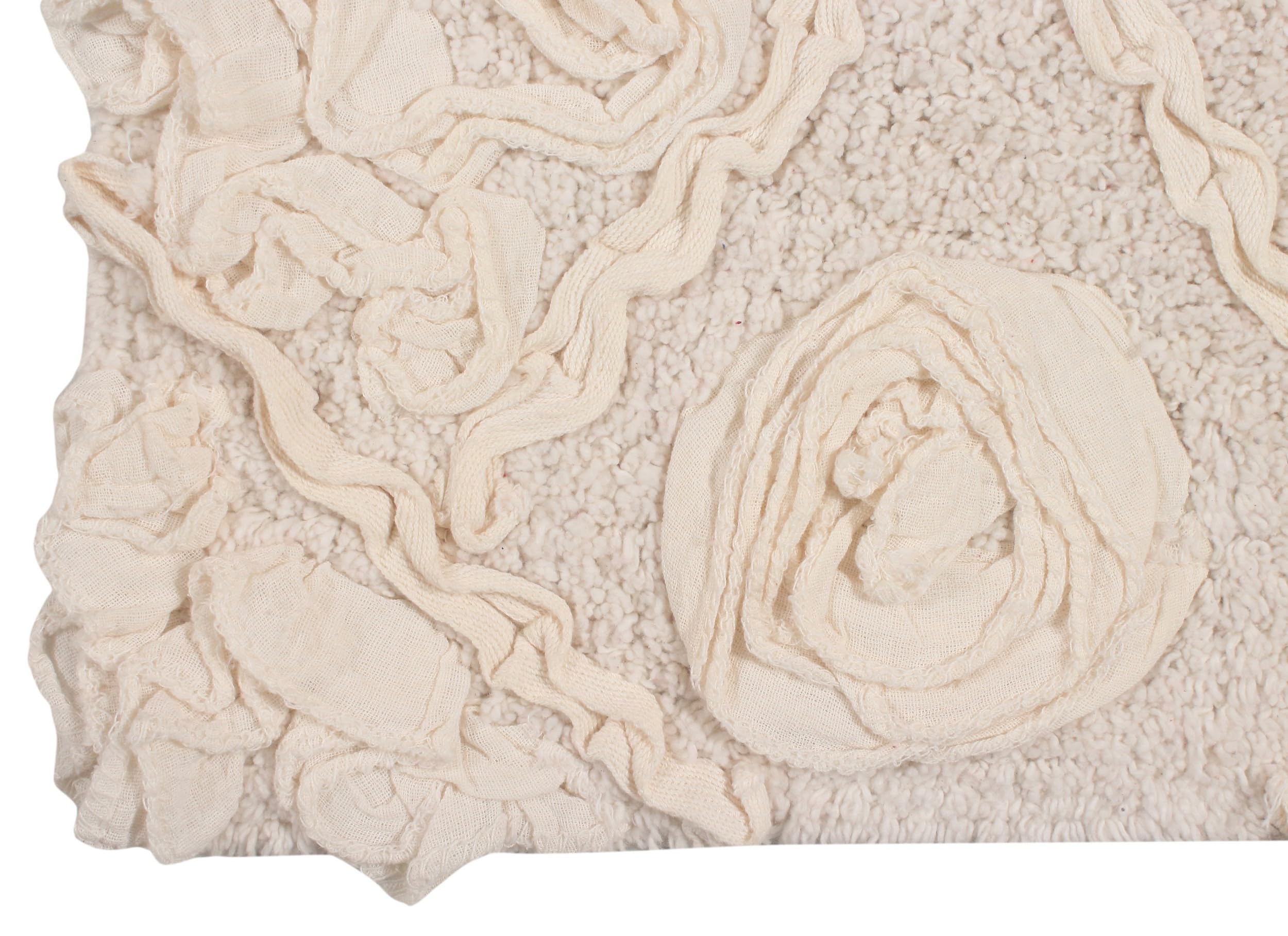 Premium 100% Cotton Bath Rug Set - 5 Piece Non-Slip Washable Bathroom Mats with Contour | Ultra Soft & Absorbent Ivory Bath Mats for Bathroom & Kitchen Floor | Perfect for Master Bath, Guest Bath & Laundry Room