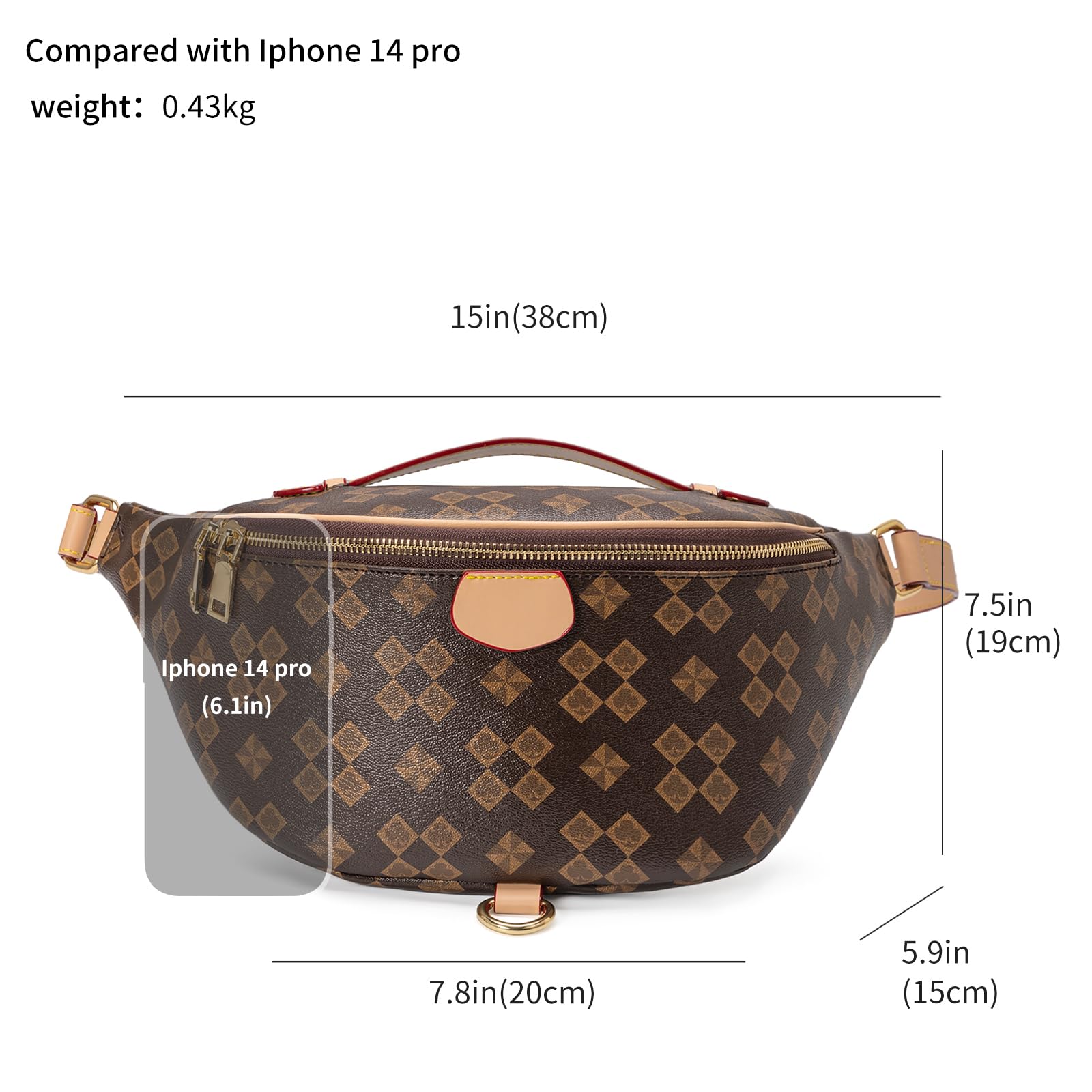 Trendy Checkered Crossbody Sling Bag for Women - Adjustable Strap Fanny Pack with Large Opening & Two-Way Zipper - Chest Bag for Daily Use, Shopping & Travel (Brown) - Perfect for Errands, Commuting & Outdoor Adventures