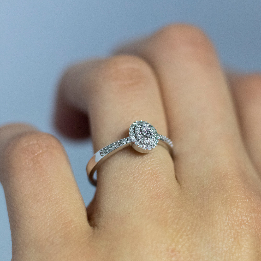 9ct White Gold 0.15 Carat Diamond Ring with 49 Brilliant Cut Diamonds - Elegant Wedding Band, Anniversary Gift for Her, Perfect for Engagement & Special Occasions