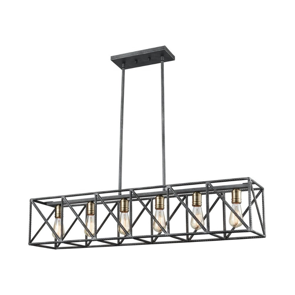 Modern Linear Chandelier - Sleek 6-Light LED Ceiling Fixture for Dining Room, Kitchen Island & Bedroom - Dimmable Contemporary Pendant Lighting with Clear Glass Shades