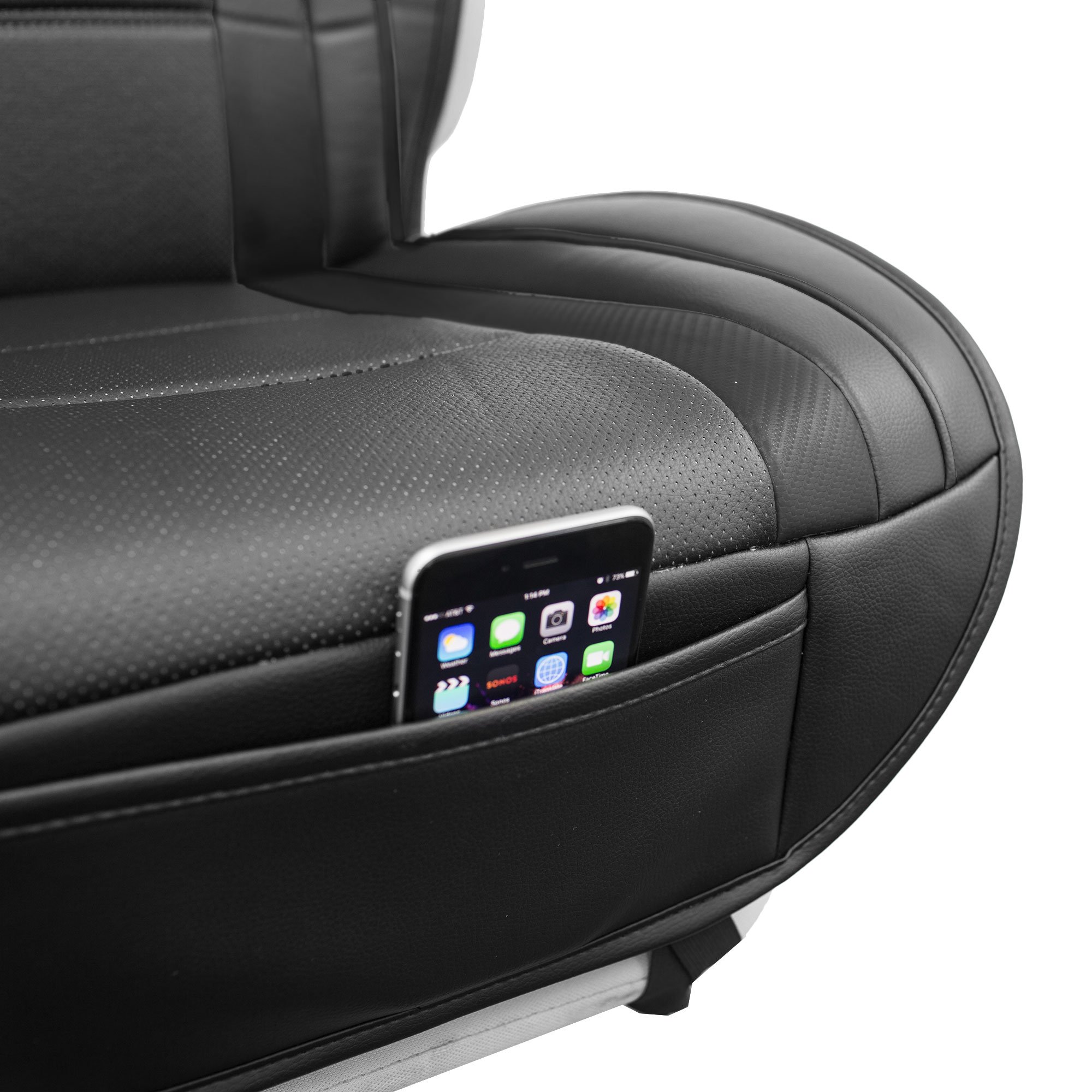 TLH Futuristic Leather Seat Cushion - Universal Fit Black Car Seat Cover Protector for Cars, Trucks & SUVs | Premium Comfort & Style for Long Drives & Commuting
