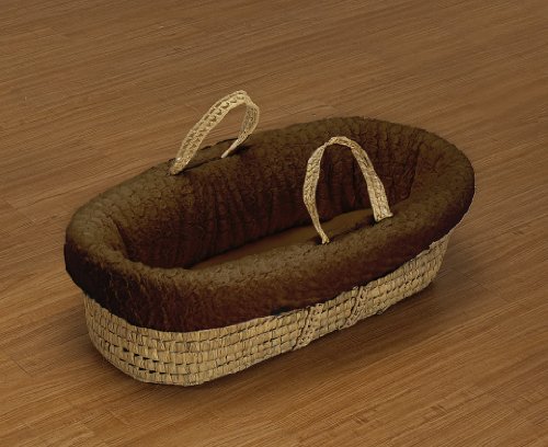 Soft Baby Doll Bedding Set with Sheepskin - Chocolate Brown Moses Basket for Newborns | Perfect for Nursery Decor, Baby Shower Gifts & Cozy Sleeping Space