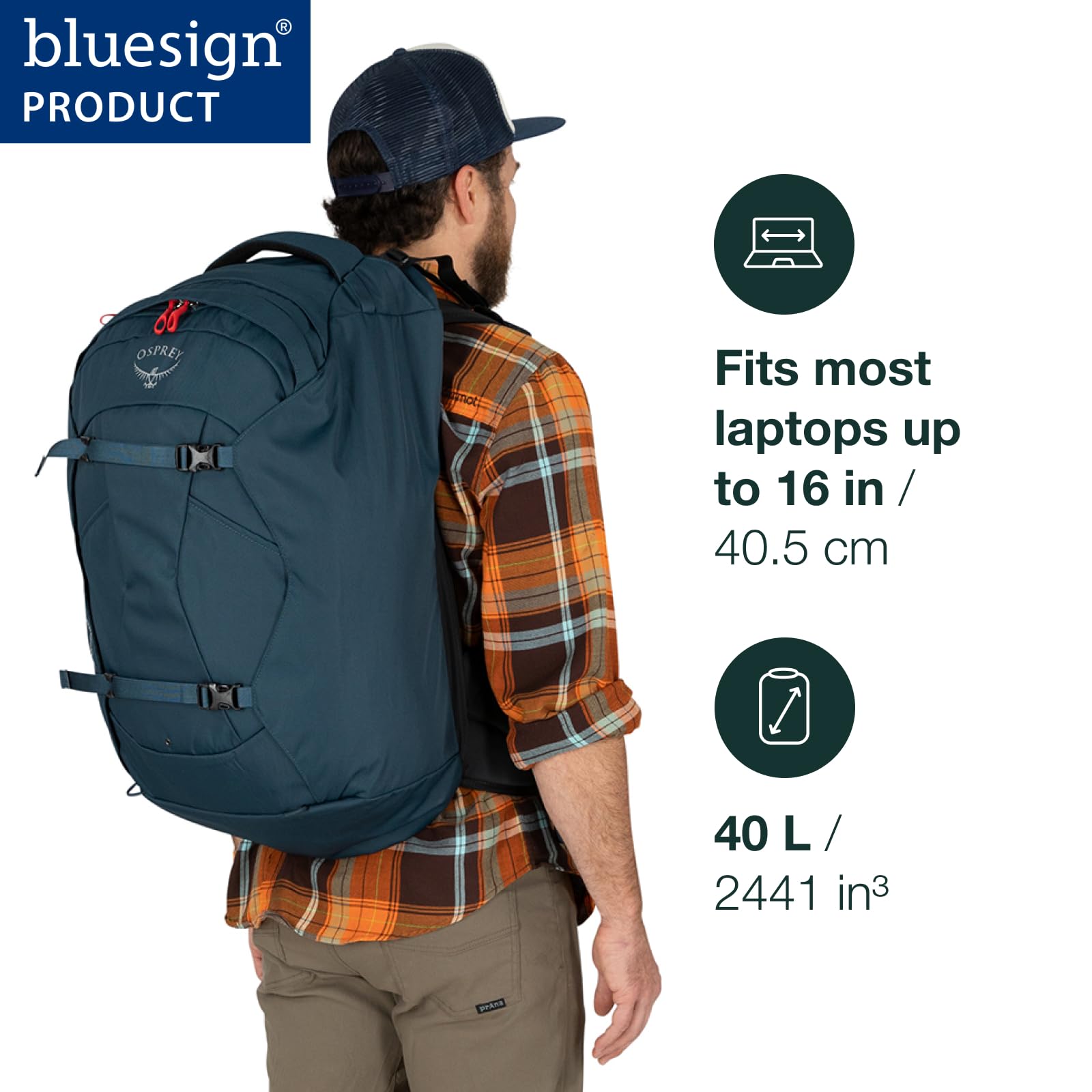 Osprey Farpoint 40L Men's Travel Backpack - Lightweight Carry-On Hiking Backpack for Airplane Travel, Business Trips & Outdoor Adventures (Black)