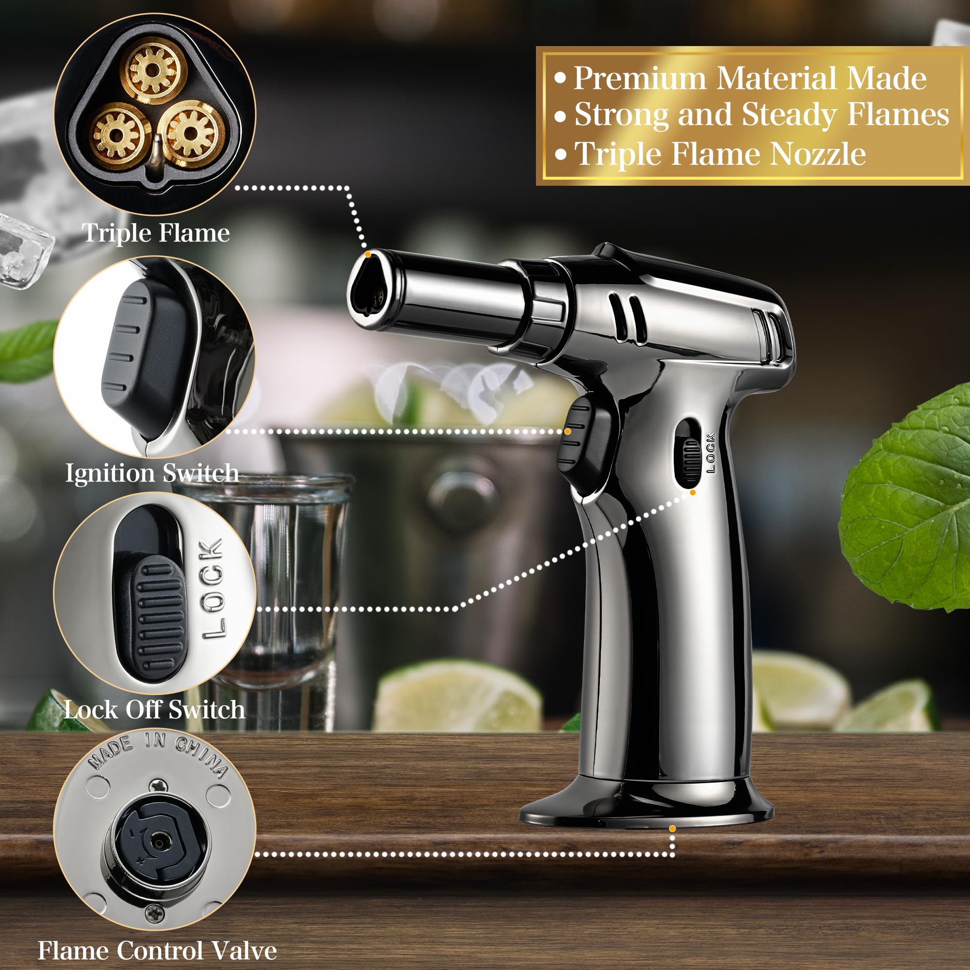 Premium Cocktail Smoker Kit with Torch - Unique Gifts for Men, Dad, Boyfriend - Perfect for Anniversary, Birthday & Christmas - No Butane Required - Ideal for Home Bars, Parties & Special Occasions