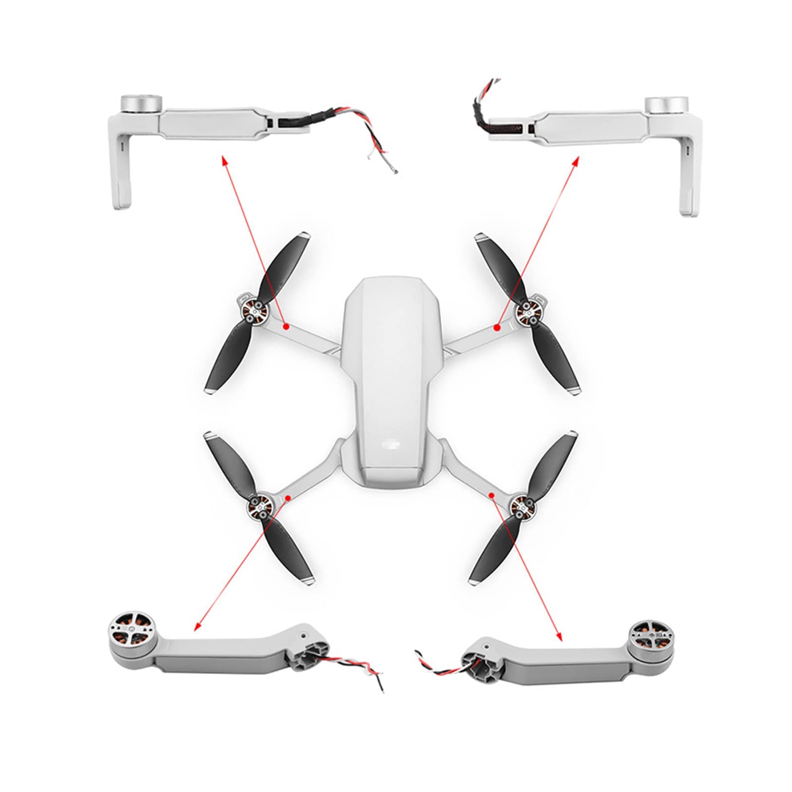 Original DJI Mavic Mini Drone Replacement Arms with Motor - Left/Right Front & Back Arms for Mavic Mini Repair - Perfect for Aerial Photography, Travel Adventures & DIY Drone Maintenance