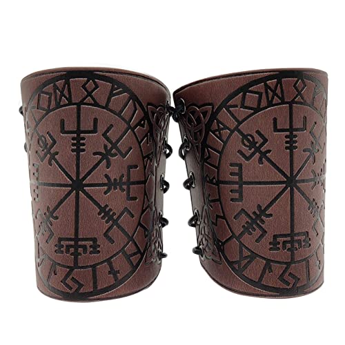 Viking Arm Vegvisir Stave Gauntlets-Brown(2pcs)