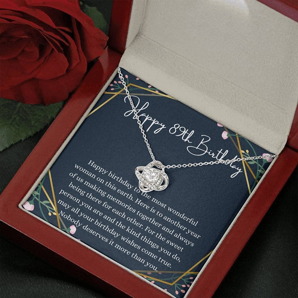 Handmade Personalized Love Knot Necklace with Message Card - Unique 89th Birthday Gift for Women - Perfect for Celebrating Milestone Birthdays & Special Occasions