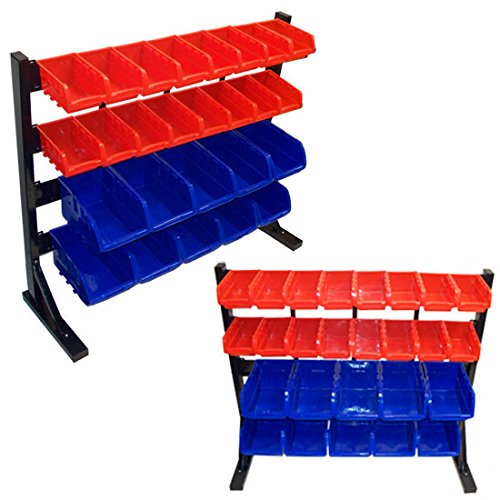 Parts & Accessories Storage Rack with 26 Removable Bins - Heavy Duty Workbench Organizer for Tools, Hardware, and Workshop Supplies | Perfect for Garage, Workshop, and DIY Projects