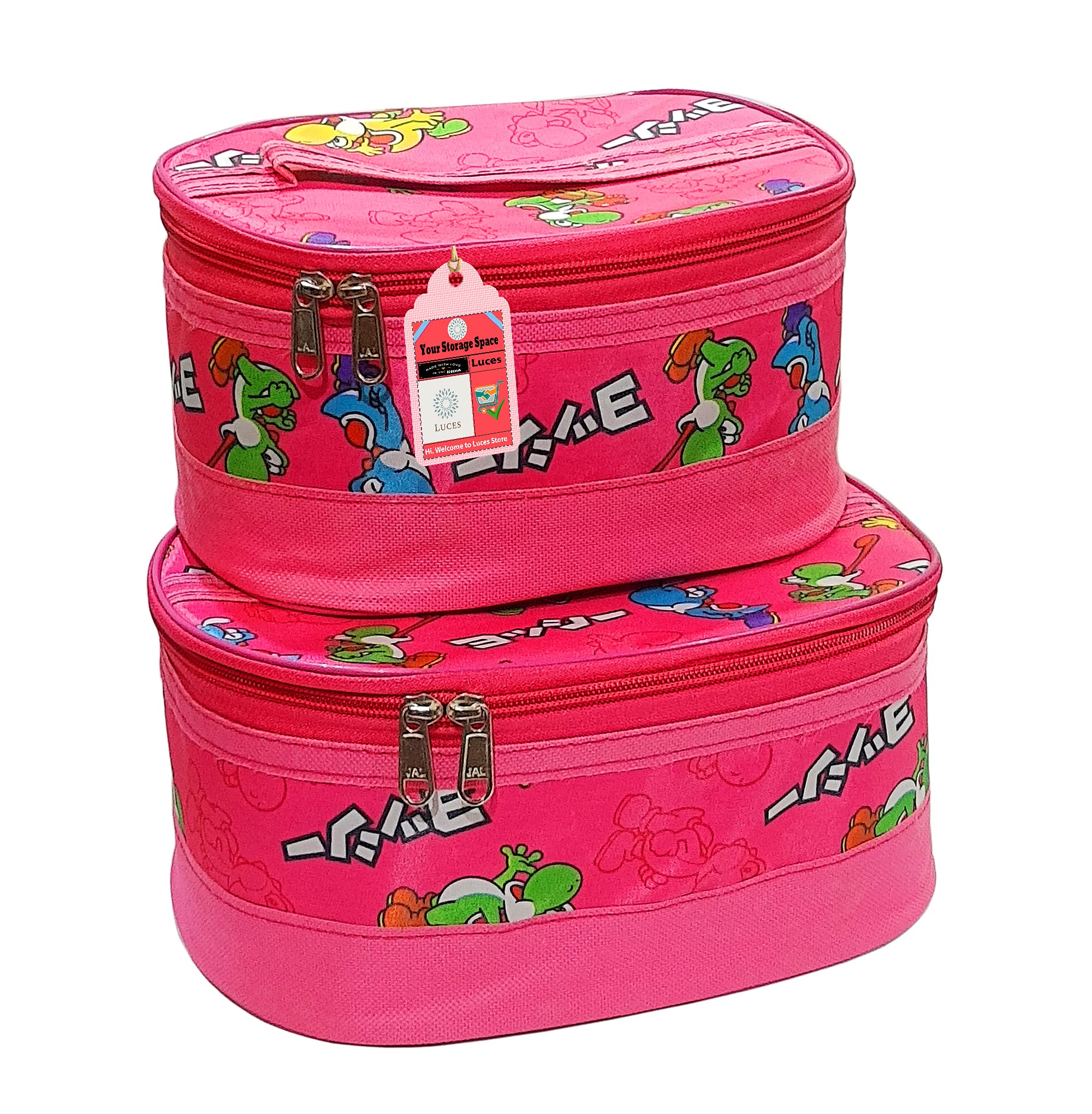 LUCES® 2 Pack Waterproof Makeup Bags for Women - Travel Cosmetic Organizer with Strong Zipper - Pink Toiletry Case for Makeup, Skincare & Travel Essentials - Perfect for Vacation, Gym & Daily Use